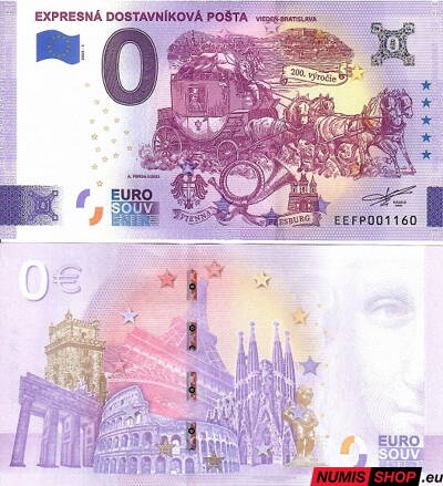 Slovensko - 0 euro souvenir - Expresná dostavníková pošta Viedeň-Bratislava