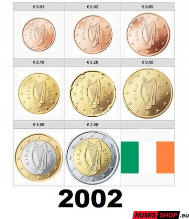 Sada Írsko 2002 - 1 cent - 2 euro - UNC 