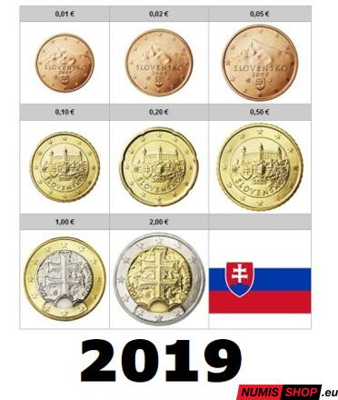 Sada Slovensko 2019 - 1 cent - 2 euro - UNC 