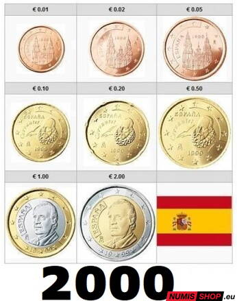 Sada Španielsko 2000 - 1 cent - 2 euro - UNC