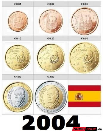 Sada Španielsko 2004 - 1 cent - 2 euro - UNC