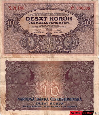 ČSR - 10 Kč - 1927 - N188