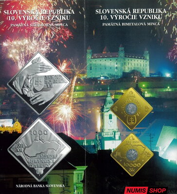 1000 Sk a 10 000 Sk Slovensko 2003 - 10 rokov SR - dvojleták - AJ