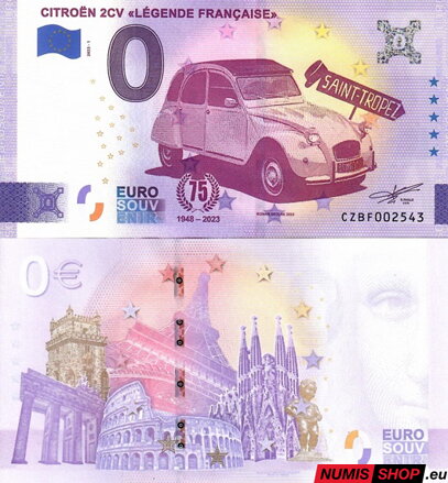 Česká republika - 0 euro souvenir - Citroen 2CV - Légende Francaise