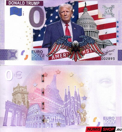 COLOR - 0 euro souvenir - 2025 - Donald Trump - America First