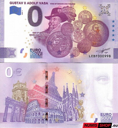 Fínsko - 0 euro souvenir - Gustav II Adolf Vasa