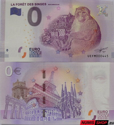 Francúzsko - 0 euro souvenir - La Foret des Singes - Rocomadour