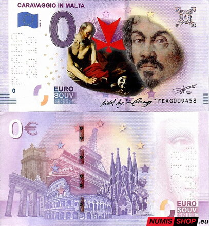 Malta - 0 euro souvenir - Caravaggio in Malta - perforácia PRAHA 2019 - COLOR