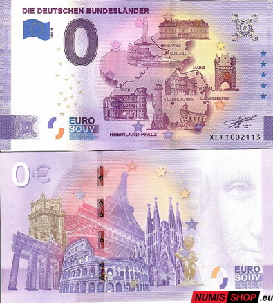 Nemecko - 0 euro souvenir - Die Deutschen Bundeslander - Rheinland-Pfalz