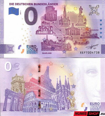 Nemecko - 0 euro souvenir - Die Deutschen Bundeslander -Saarland