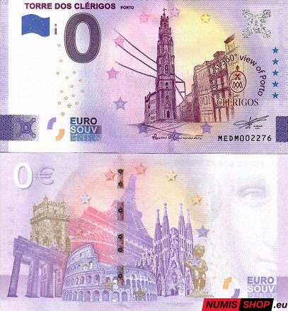 Portugalsko - 0 euro souvenir - Torre dos Clérigos - Porto 