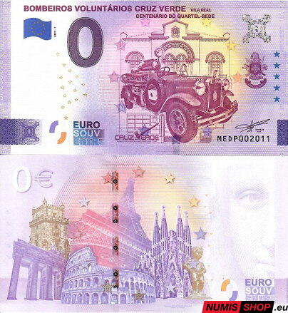 Portugalsko - 0 euro souvenir - Bombeiros Voluntários Cruz Verde - Vila Real
