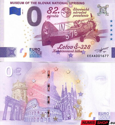 Slovensko - 0 euro souvenir - Museum of the Slovak National Uprising - Letov Š-328
