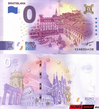 Slovensko - 0 euro souvenir - Bratislava - Hlavné námestie - 2026 - zlatá prítlač