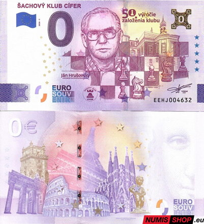 Slovensko - 0 euro souvenir - Šachový klub Cífer - Ján Hrušovský - zlatá prítlač