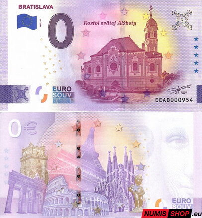 Slovensko - 0 euro souvenir - Bratislava - Kostol svätej Alžbety