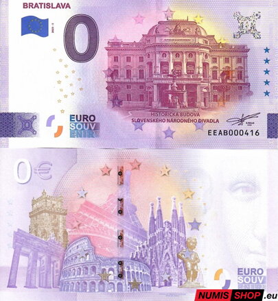 Slovensko - 0 euro souvenir - Bratislava - Historická budova SND 2025