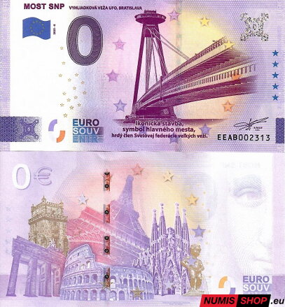 Slovensko - 0 euro souvenir - Most SNP 2023 - Vyhliadková veža UFO