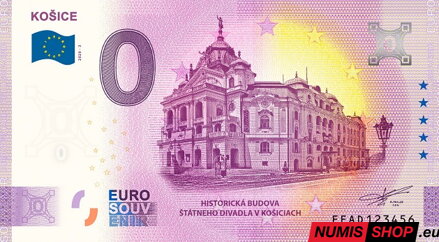 Slovensko - 0 euro souvenir - Košice 2020 - Historická budova štátneho divadla - anniversary
