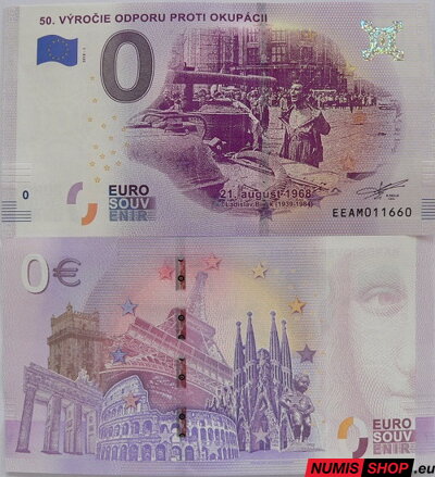 Slovensko - 0 euro souvenir - 50. výročie odporu proti okupácii