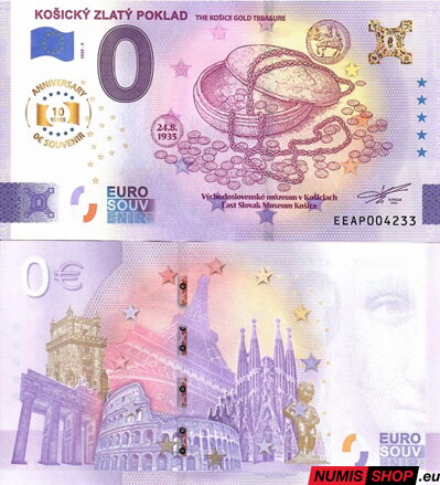 Slovensko - 0 euro souvenir - Košický zlatý poklad - anniversary