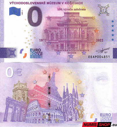 Slovensko - 0 euro souvenir - Východoslovenské múzeum v Košiciach - Historická budova