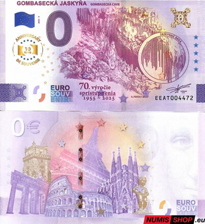 Slovensko - 0 euro souvenir - Gombasecká jaskyňa - anniversary