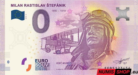 Slovensko - 0 euro souvenir - M. R. Štefánik - letecké vydanie