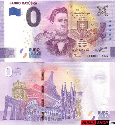 Slovensko - 0 euro souvenir - Janko Matúška