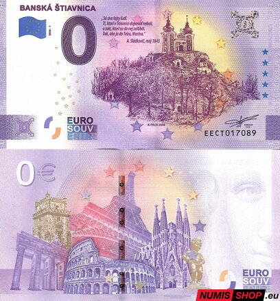 Slovensko - 0 euro souvenir - Banská Štiavnica - anniversary