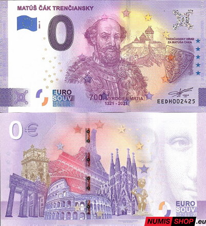 Slovensko - 0 euro souvenir - Matúš Čák Trenčiansky - anniversary