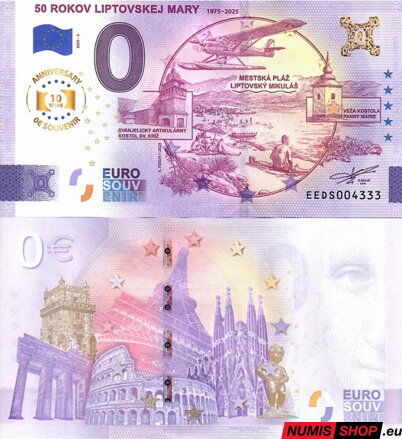 Slovensko - 0 euro souvenir - 50 rokov Liptovskej Mary - anniversary