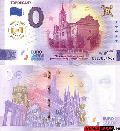 Slovensko - 0 euro souvenir - Topoľčany 2025 - anniversary