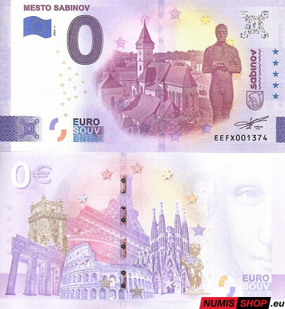 Slovensko - 0 euro souvenir - Mesto Sabinov