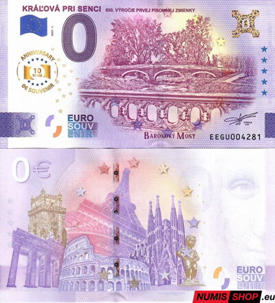 Slovensko - 0 euro souvenir - Kráľová pri Senci - anniversary