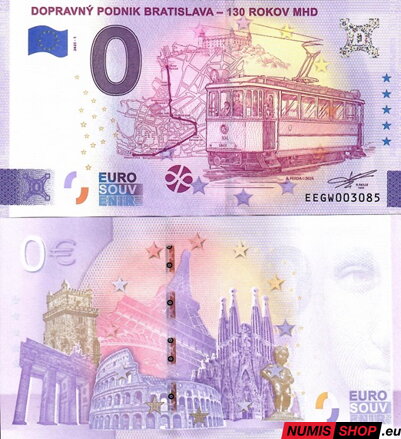 Slovensko - 0 euro souvenir - Dopravný podnik Bratislavy - 130 rokov MHD