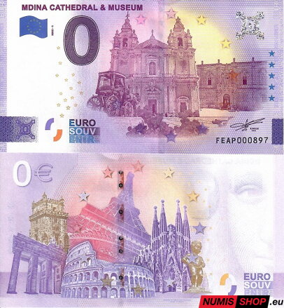 Malta - 0 euro souvenir - Mdina Cathedral and Museum