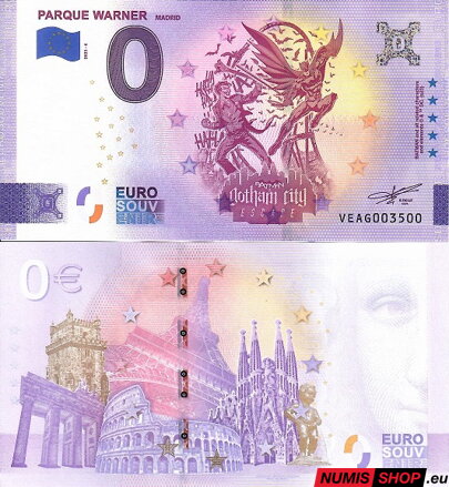 Španielsko - 0 euro souvenir - Parque Warner - Madrid - Batman