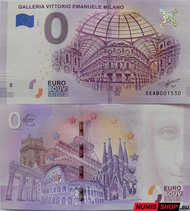 Taliansko - 0 euro souvenir - Galleria Vittorio Emanuele Milano