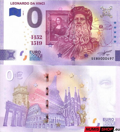 Taliansko - 0 euro souvenir - Leonardo da Vinci 