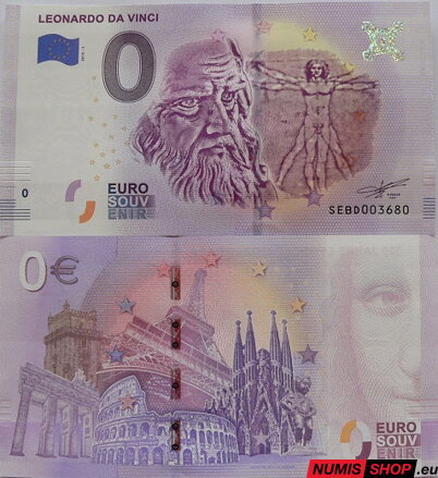 Taliansko - 0 euro souvenir - Leonardo da Vinci