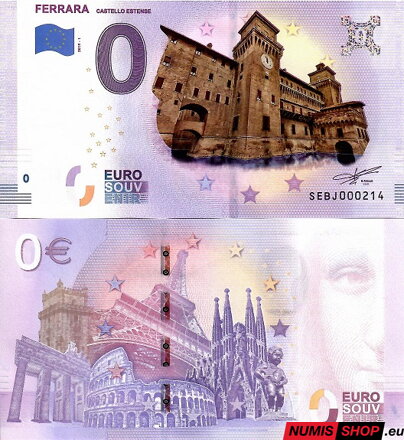 Taliansko - 0 euro souvenir - Ferrara - Castello Estense - COLOR