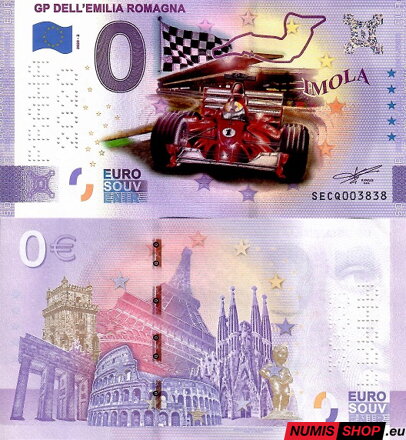 Taliansko - 0 euro souvenir - GP Dell´Emilia Romagna - Imola - perforácia Praha 2020 - COLOR