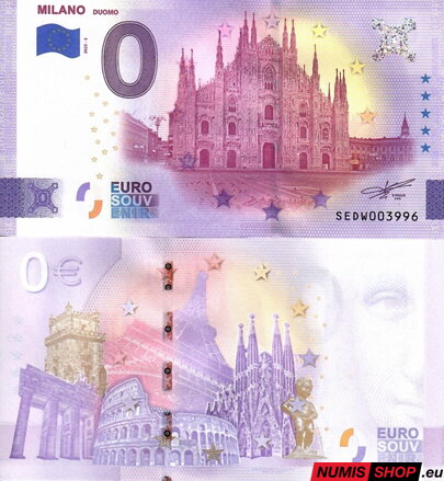 Taliansko - 0 euro souvenir - Milano - Duomo