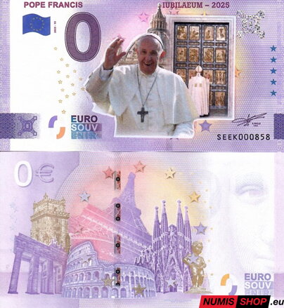 Taliansko - 0 euro souvenir - Pápež František - Jubileum - COLOR