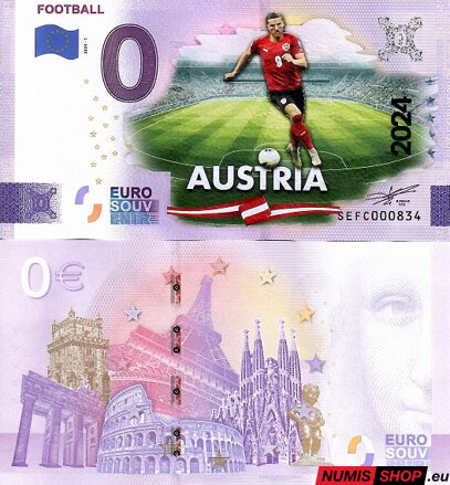 Taliansko - 0 euro souvenir - Football - Austria - COLOR