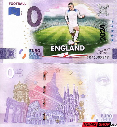 Taliansko - 0 euro souvenir - Football - England - COLOR