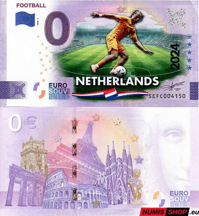 Taliansko - 0 euro souvenir - Football - Netherlands - COLOR