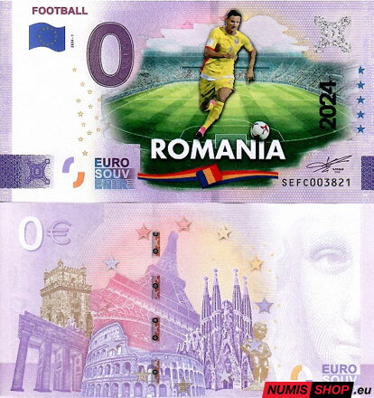 Taliansko - 0 euro souvenir - Football - Romania - COLOR