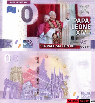 Vatikán - 0 euro souvenir - Lev XIV. - La pace sia con voi - COLOR
